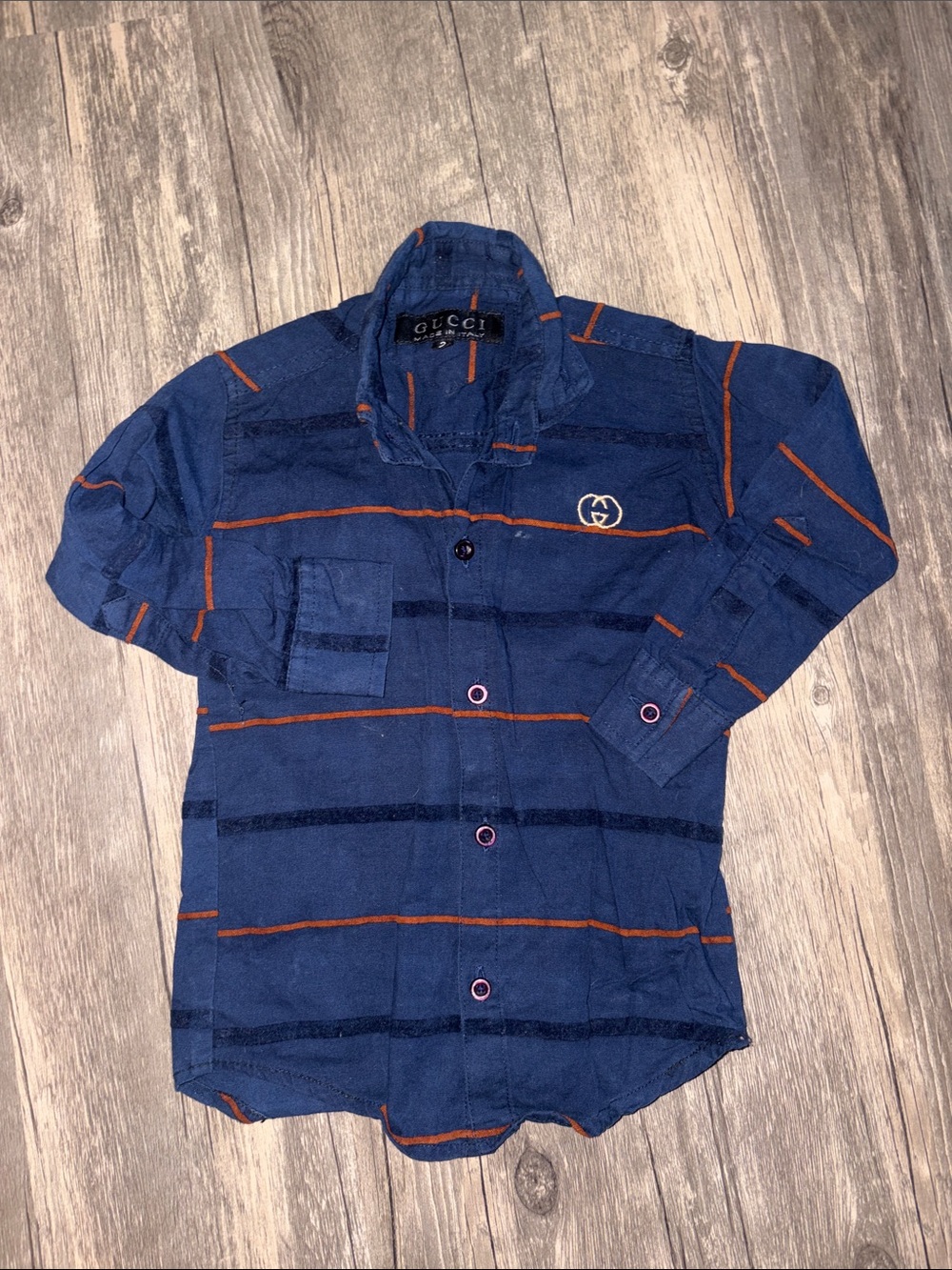 GUCCI kids size 12-18 months - Navy Blue Button-Down Shirt
